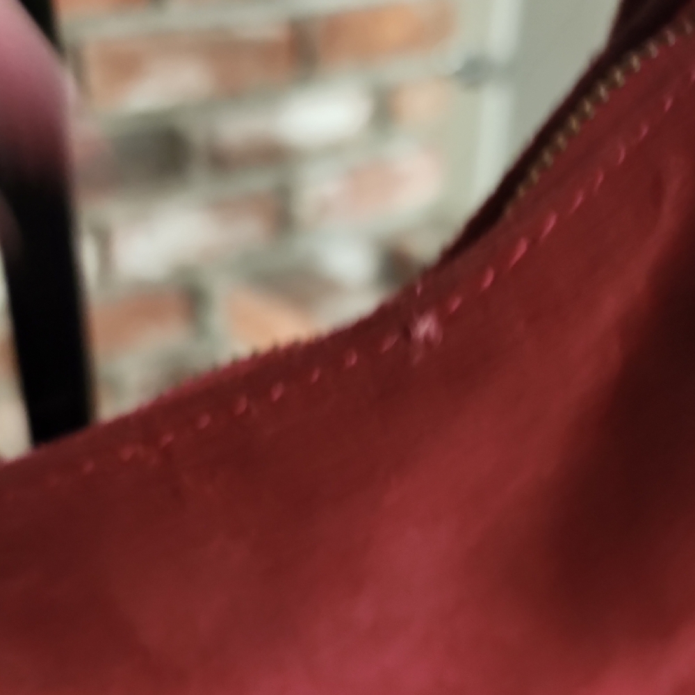 Italian Made Red Suede Leather Boho Fringe Hobo Bag | Beaded Tassels - Picture 3 of 16
